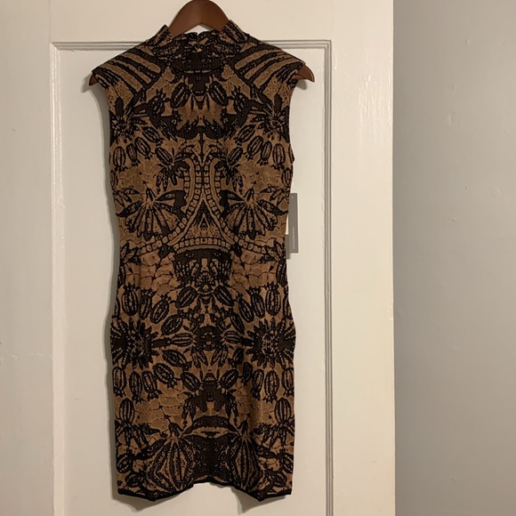 ✨ Anthropologie Mock-Neck Cap-Sleeve Slim Knit Mini Dress Sz L - Picture 6 of 6